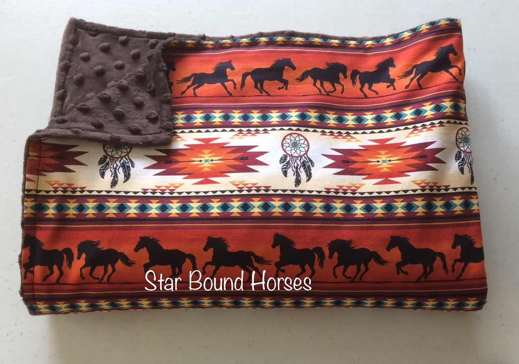Baby Blanket - Orange Horse Southwestern