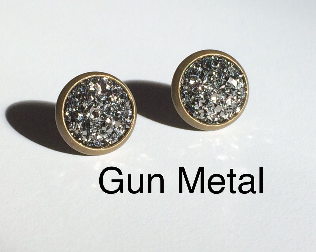 Earrings - Bling Gun Metal