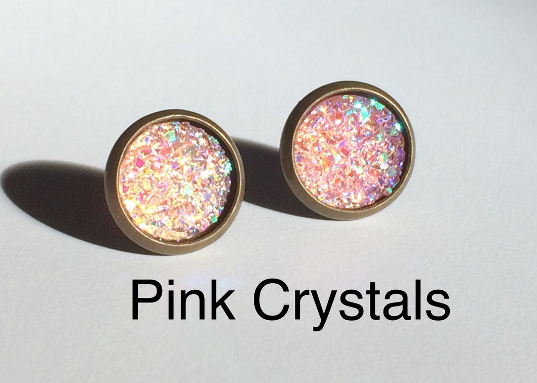 Earrings - Bling Pink Crystals