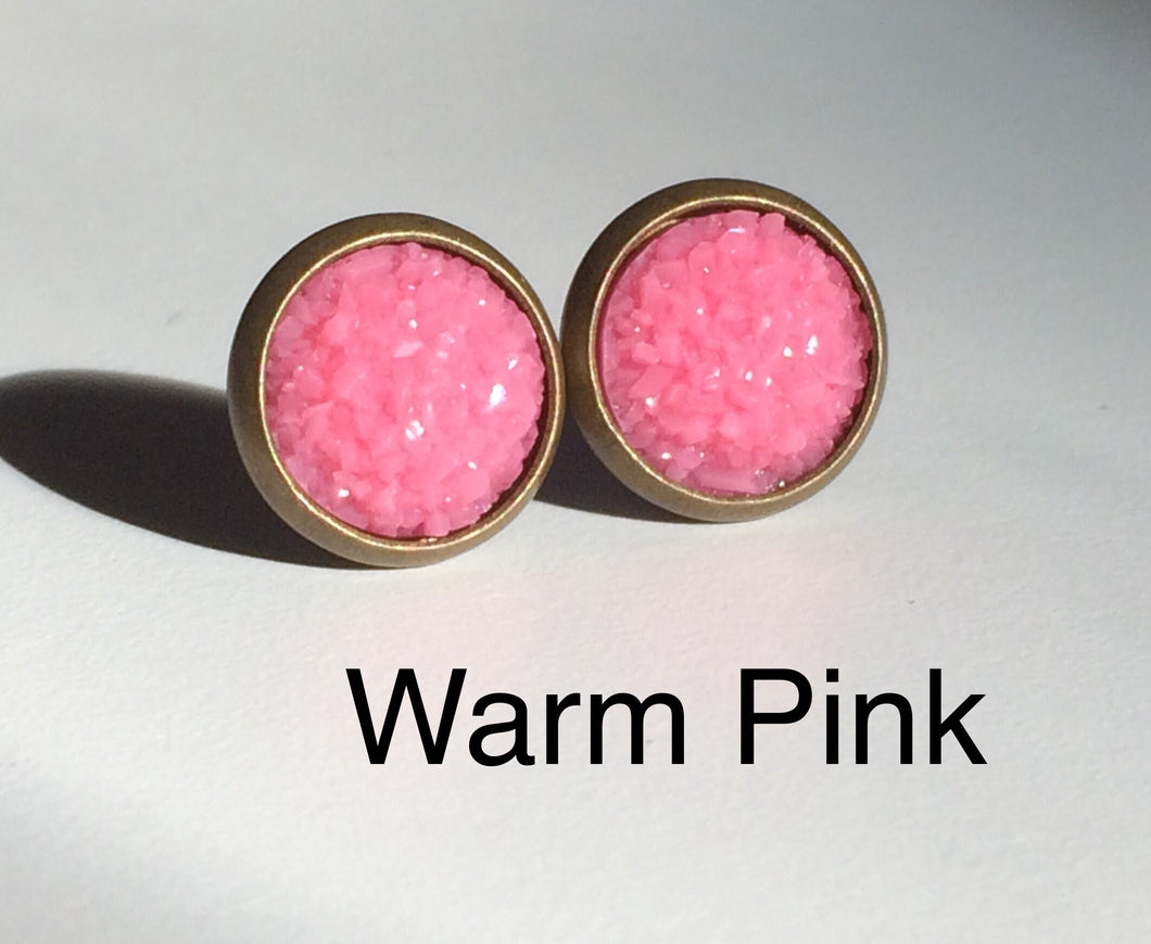 Earrings - Bling Warm Pink